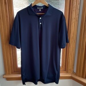 Peter Millar Blue Polo Shirt with Ribbed Collar